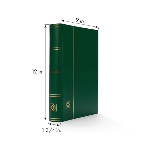 LIGHTHOUSE – “PREMIUM” Bonded Leather Cover Stockbook for Stamps - 64 Black Cardstock A4 Pages with Clear Strips and Double Linen Hinges - Green - Image 3