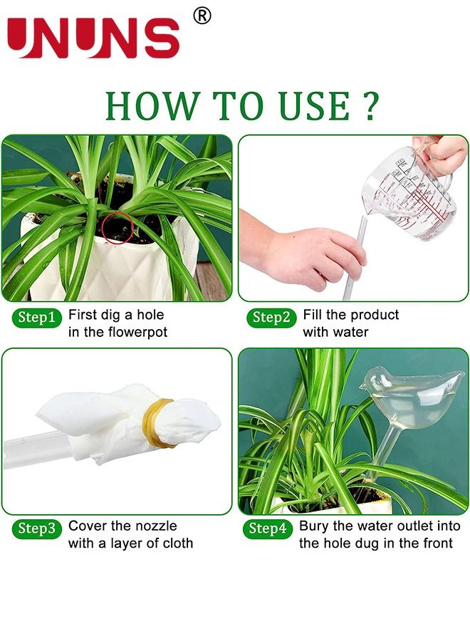 UNUNS كرات ري النباتات، مجموعة من جهاز ري النباتات الأوتوماتيكي، مصابيح مياه زجاجية شفافة على شكل طائر للنباتات الداخلية - Image 4