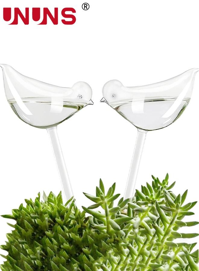 UNUNS كرات ري النباتات، مجموعة من جهاز ري النباتات الأوتوماتيكي، مصابيح مياه زجاجية شفافة على شكل طائر للنباتات الداخلية - Image 1