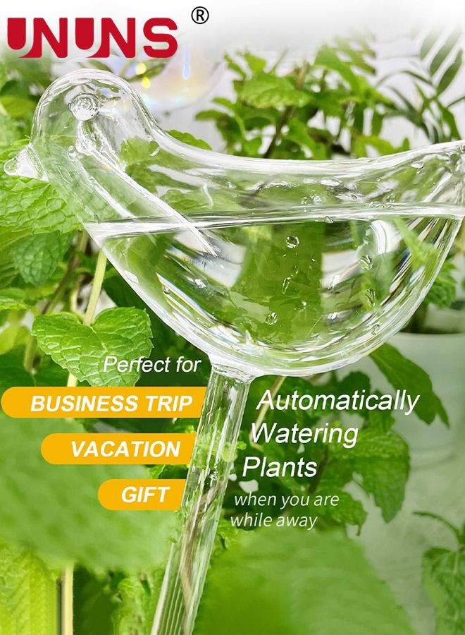 UNUNS كرات ري النباتات، مجموعة من جهاز ري النباتات الأوتوماتيكي، مصابيح مياه زجاجية شفافة على شكل طائر للنباتات الداخلية - Image 3