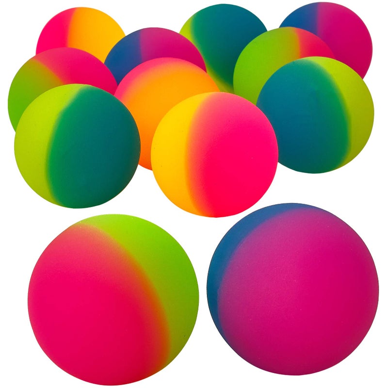 Bedwina Jumbo Super Bouncy Balls Pack of 12 235 Inch Balls for Kids in Bright Assorted Multi Colors for Birthday Party Favors and Carnival Prizes in Bulk