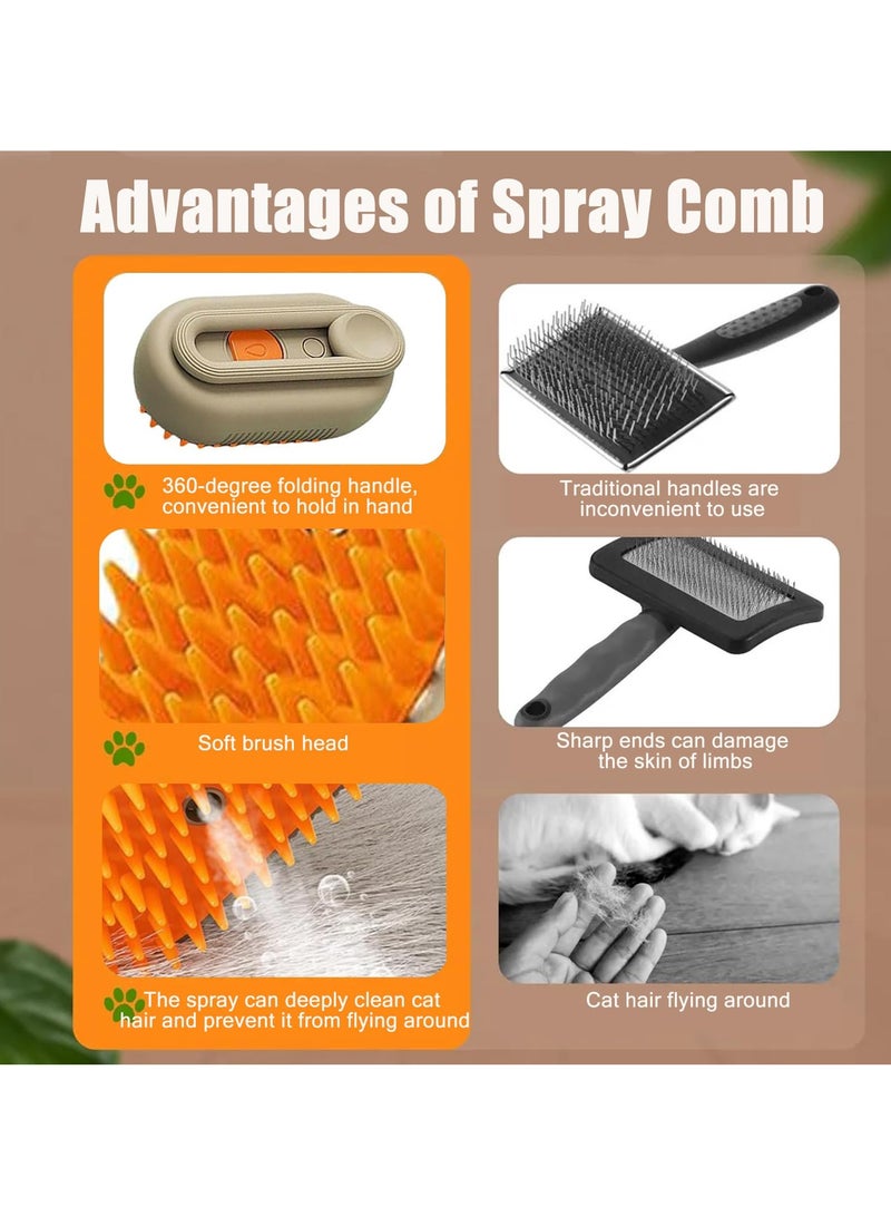 فرشاة بخار القطط، فرشاة بخار القطط 3 في 1، فرشاة بخار القطط للتدليك، فرشاة متعددة الوظائف للعناية بالقطط، فرشاة شعر القطط المتطاير والمتشابك (بيج) - Image 2