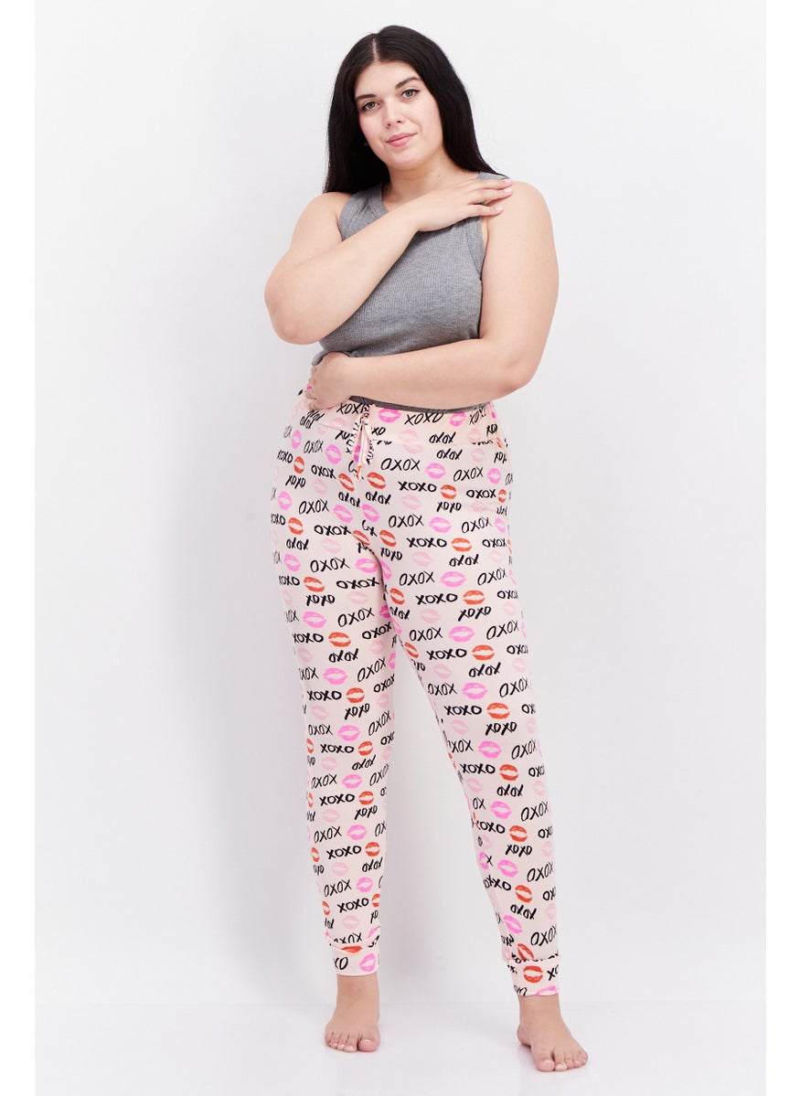 French Affair Women Allover Printed Drawstring Pajama Pants, Pink Combo  - Image 4
