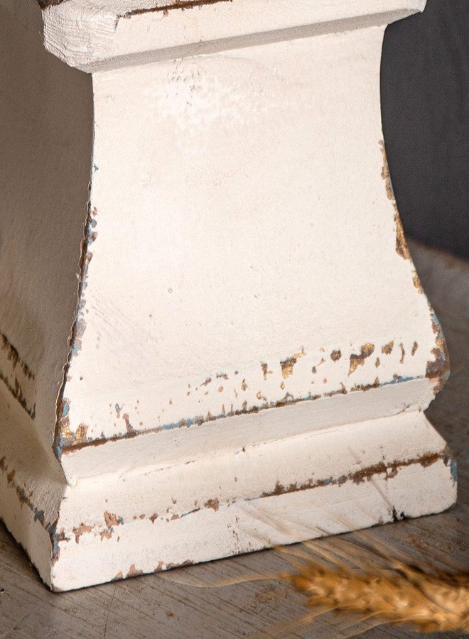 Sofe Shabby Farmhouse Wooden Pillar Candle Holders,Handmade Square White Candle Holder,Rustic Candle Holder for Pillar Candle, Small Candle Holders for Table Centerpiece Holiday Wedding Home Decoration - Image 4