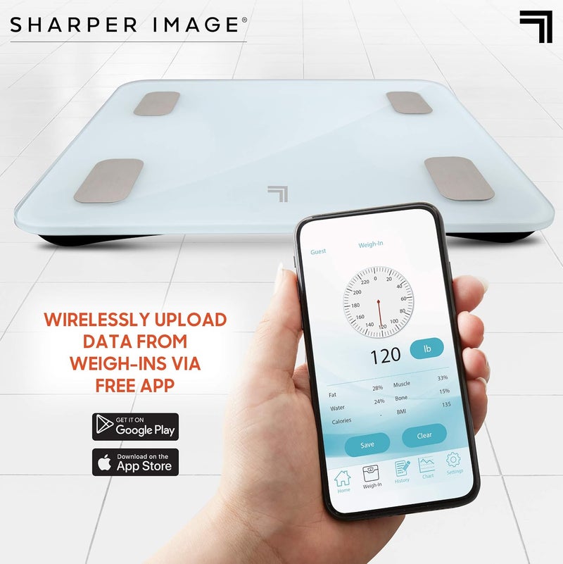 SHARPER IMAGE Digital Bathroom Smart Scale Wireless Bluetooth Connectivity Companion App Tracks Weight Body Fat  BMI Android  iOS Compatible 10 User Health Profiles Accurate Precision Sensors - Image 4