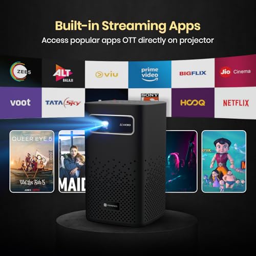 Portronics Pico 13 Rechargeable Smart Projector with Android Based OS, 4K Support, Streaming Apps (Netflix, Prime Video, Hotstar), 3500 Lumens, Keystone Correction, 10 W Speaker, Wi-fi, Bluetooth - Image 3