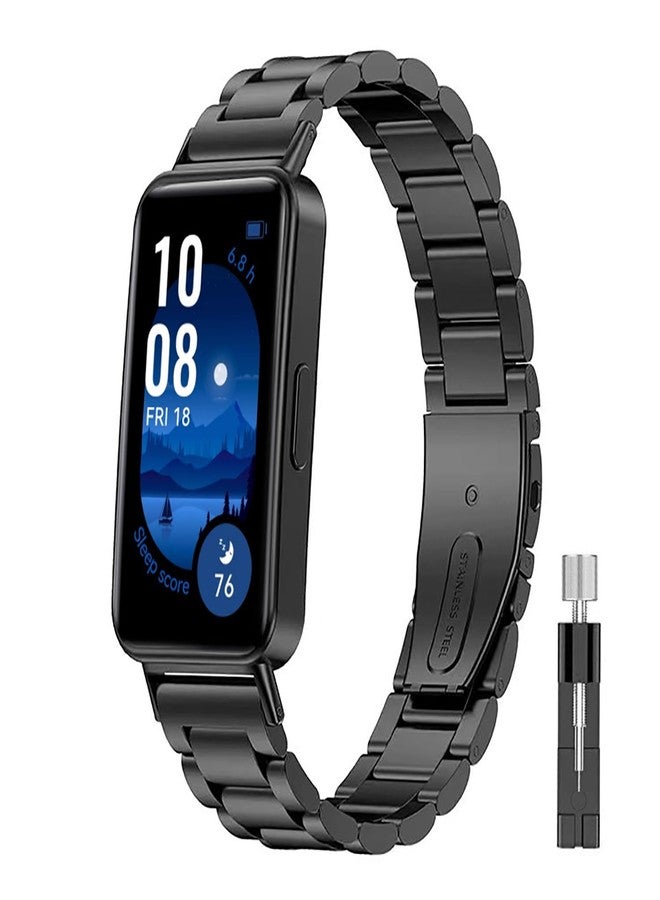 NOOETAH Stainless Steel Wristbands Replacement Strap Compatible for Band 9/Band 8 (Black) - Image 1