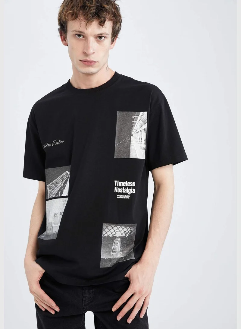 DeFacto Boxy Fit Short Sleeve Back Slogan Print T-Shirt