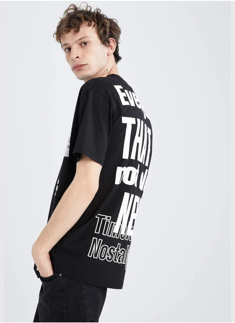 DeFacto Boxy Fit Short Sleeve Back Slogan Print T-Shirt