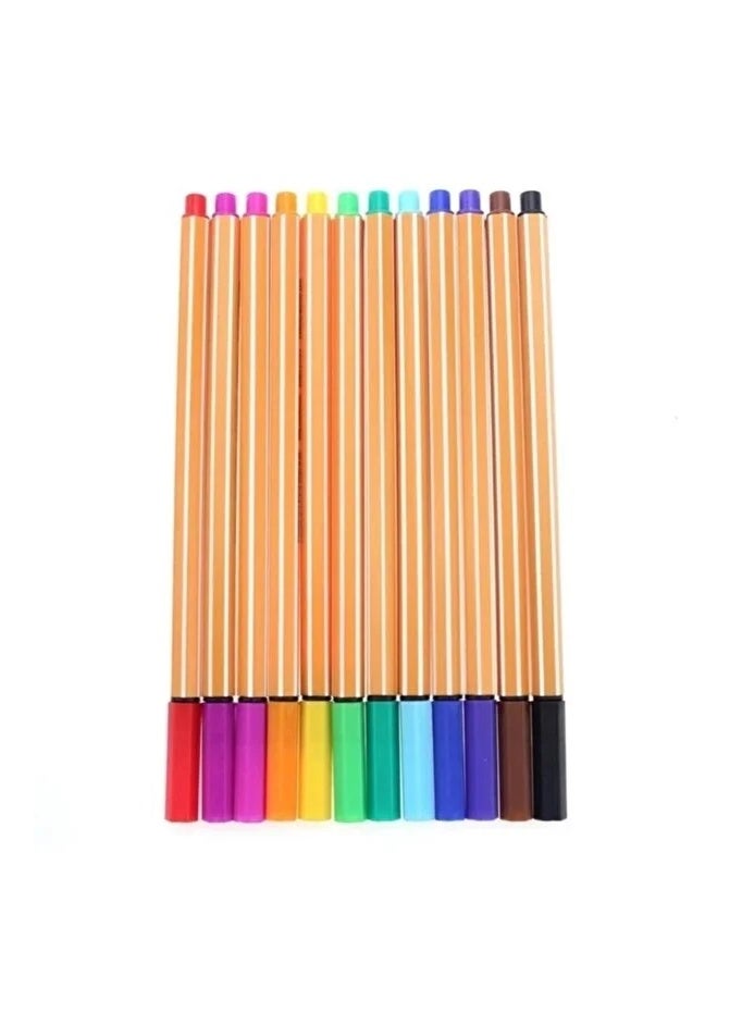 12 Colors Fine liner Pens 0.4mm Fine Tip Drawing Color Pens - Image 1