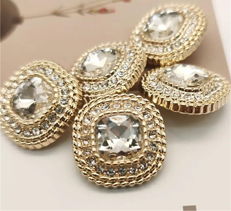30pcs Square Metal Buttons Rhinestones For Sewing Clothing Outerwear Accessory 21 5mm - Image 3