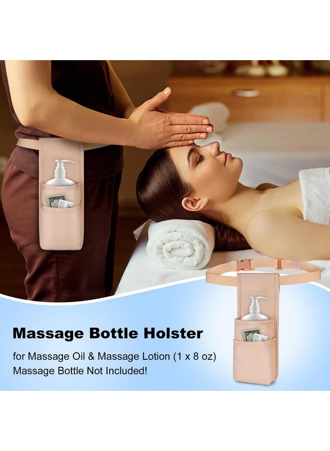 SITHON Professional Massage Bottle Bag For 1 Bottle, Massage Lotion Oil Waist Holder Organizer, Massage Therapist Holster With Adjustable Belt, Multiple Pockets (Bag Only) (Rose Gold)  - Image 2