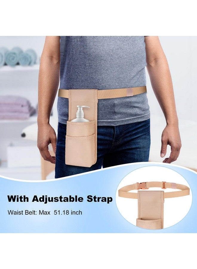 SITHON Professional Massage Bottle Bag For 1 Bottle, Massage Lotion Oil Waist Holder Organizer, Massage Therapist Holster With Adjustable Belt, Multiple Pockets (Bag Only) (Rose Gold)  - Image 4