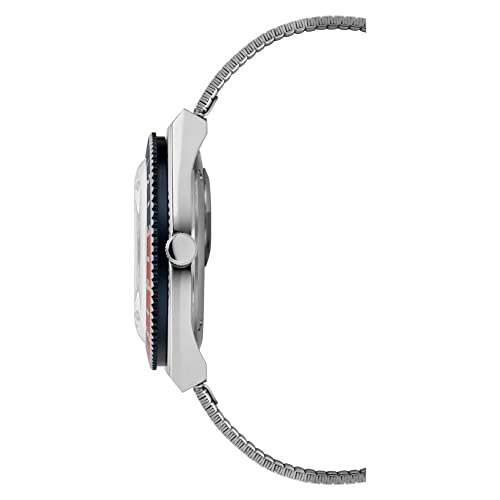 Timex Q Men's 38mm Watch – 1979 Reissue Silver-Tone Case Blue Dial Blue/Red Top Ring with Stainless Steel Bracelet - Image 3