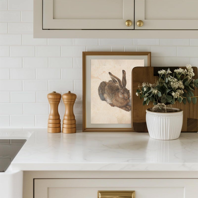 uniro Vintage Rabbit Wall Art Prints Easter Bunny Wall Decor, Neutral R abbit Canvas Oil Painting Poster for Rustic Easter DÃ©cor, Country Farmhouse Wall Decor Vintage rabbit Art Pictures for Bedroom Gallery Office Bathroom Decor( 8" x 10"-UNFRAMED) - Image 5