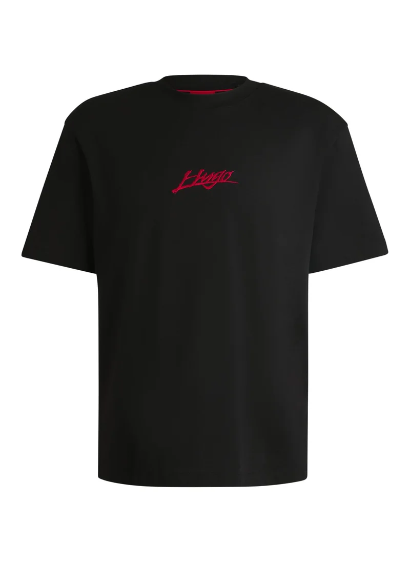 هوجو Cotton-jersey relaxed-fit T-shirt with logo prints