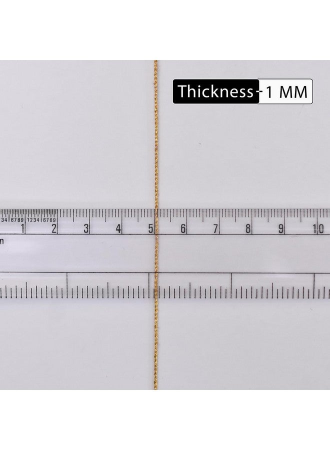 Embroiderymaterial خيوط زري معدنية سميكة 1 مم لصنع المجوهرات، صنع الأساور، خيوط زري لعمل الأري، العمل التطريزي، دُوري/حبل/خيط (2 بكرة/45 جرام/ذهبي)، قطن - Image 2