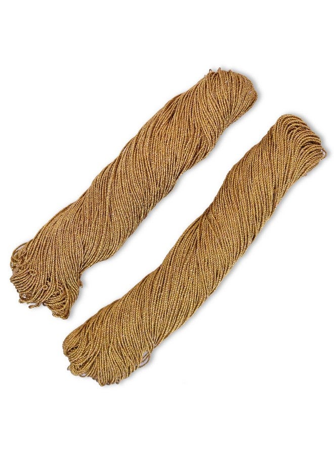 Embroiderymaterial خيوط زري معدنية سميكة 1 مم لصنع المجوهرات، صنع الأساور، خيوط زري لعمل الأري، العمل التطريزي، دُوري/حبل/خيط (2 بكرة/45 جرام/ذهبي)، قطن - Image 1