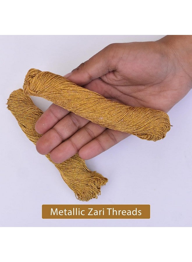 Embroiderymaterial خيوط زري معدنية سميكة 1 مم لصنع المجوهرات، صنع الأساور، خيوط زري لعمل الأري، العمل التطريزي، دُوري/حبل/خيط (2 بكرة/45 جرام/ذهبي)، قطن - Image 4