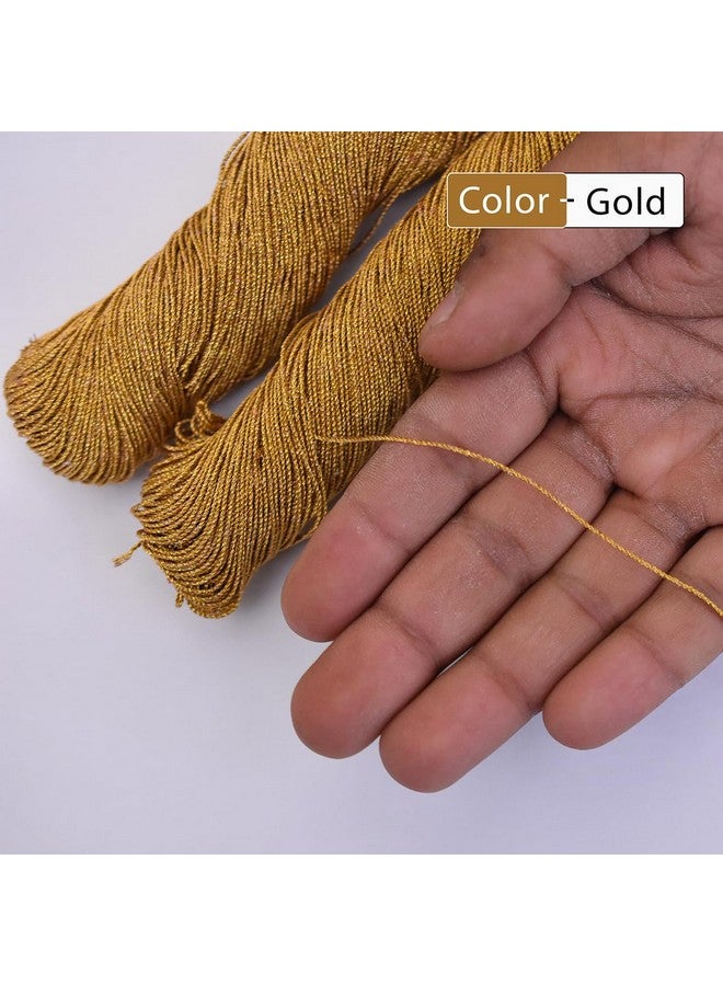 Embroiderymaterial خيوط زري معدنية سميكة 1 مم لصنع المجوهرات، صنع الأساور، خيوط زري لعمل الأري، العمل التطريزي، دُوري/حبل/خيط (2 بكرة/45 جرام/ذهبي)، قطن - Image 3