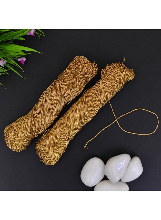 Embroiderymaterial خيوط زري معدنية سميكة 1 مم لصنع المجوهرات، صنع الأساور، خيوط زري لعمل الأري، العمل التطريزي، دُوري/حبل/خيط (2 بكرة/45 جرام/ذهبي)، قطن - Image 5