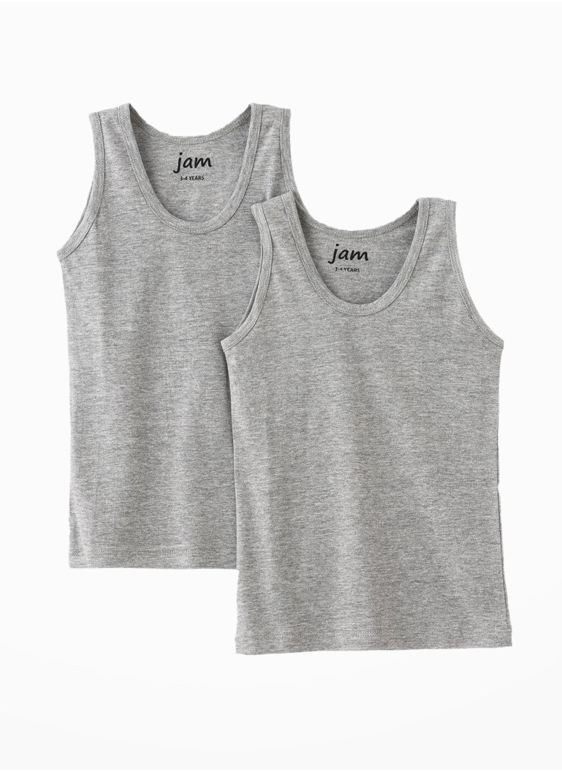 JAM 2 Pack Boys Vests 100% Cotton, Soft and Breathable Sleeveless Undershirts for Boys  - Image 1