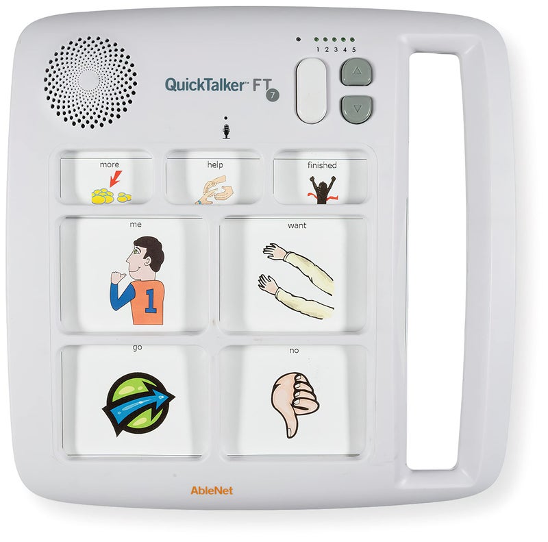 AbleNet QuickTalker 7 Portable MultiMessage Speech Device with FeatherTouch Technology 23 Messages 5 Recording Levels and Durable Design AAC Communication Device for Non Verbal Kids Adults - Image 3