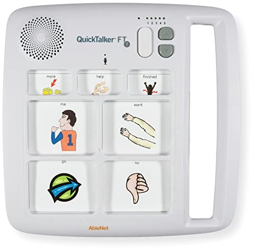 AbleNet QuickTalker 7 Portable MultiMessage Speech Device with FeatherTouch Technology 23 Messages 5 Recording Levels and Durable Design AAC Communication Device for Non Verbal Kids Adults - Image 2