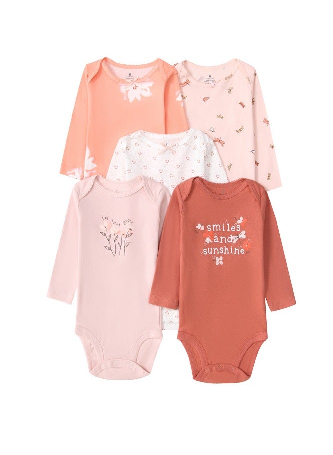 Baby Girls Long Sleeve Bodysuits 5-Pack 