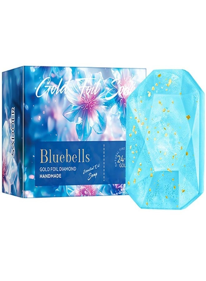 BEUKING Bluebells Gold Foil Diamond Soap, Handmade Shampoo Cleansing Bar for Face Body, Rich Foam Deep Gentle Cleaning Exfoliating Moisturizing Smoothing for For Washing Dirty - Image 1