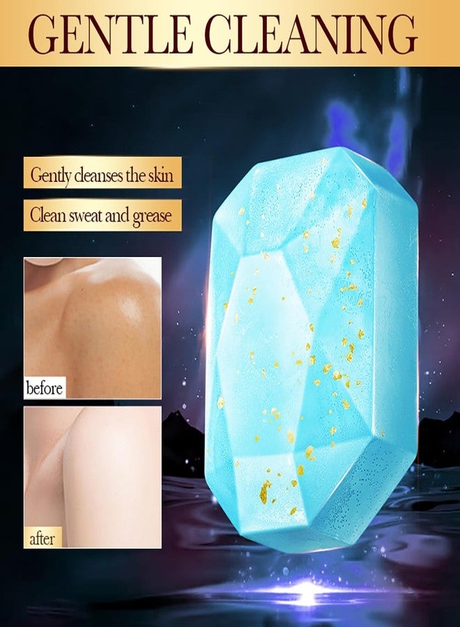 BEUKING Bluebells Gold Foil Diamond Soap, Handmade Shampoo Cleansing Bar for Face Body, Rich Foam Deep Gentle Cleaning Exfoliating Moisturizing Smoothing for For Washing Dirty - Image 2