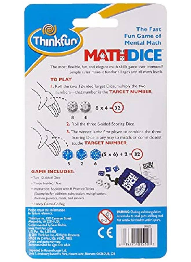 Think Fun Thinkfun Math Dice Fun Game That Teaches Mental Math Skills To Kids Age 8 And Up  - Image 3