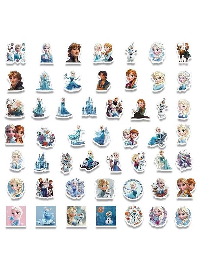 Elsa Frozen Stickers 50Pcs, Waterproof Sunproof No Fading PVC Decals, Removable No Residue, Cute Princess Stickers for Kids, Water Bottle Luggage Laptop Decor - Image 2