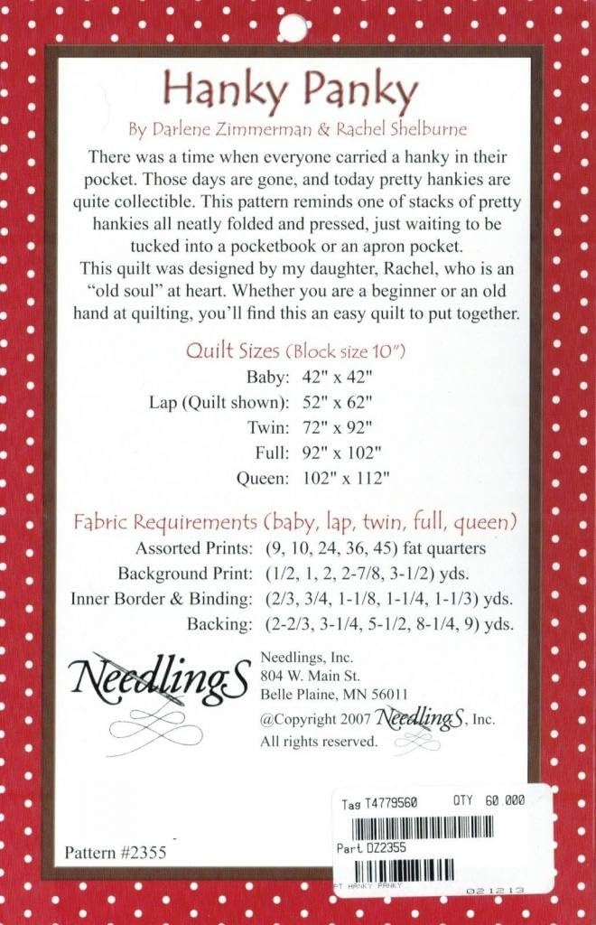 Needlings Grehge Hanky Panky Quilt Pattern - Fat Quarter Friendly, Pieced from Yardage - Baby to Queen Sizes - Image 2