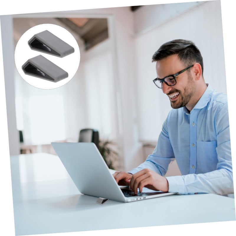 Ergonomic Adjustable Laptop Stand 2 Pcs Black Grey Cooling Base Reduces Heat Wrist Stress - Image 5