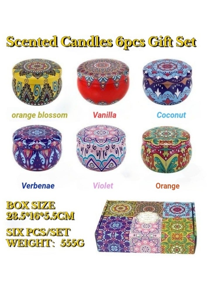 Ramadan Luxury Gift Set 6pcs Scented Candles Gift Box and 5 Sheets Brownish Red Temporary Waterproof Henna Tattoo Stickers (Ramdom 5 Sheets) - Image 2