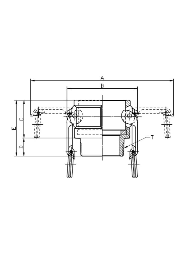 اقتران Camlock نحاسي الجزء D (BSPT) (5 بوصات) - Image 2