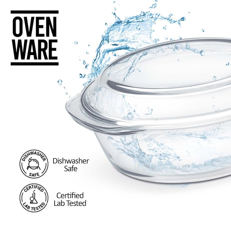 TREO by Milton 1700 Round Borosilicate Glass Casserole, Bake N Serve Deep Round, 1 Piece, 1675ml, Transparent, Dishwasher, Refrigerator, Microwave & Oven Safe, Dish Bowl - Image 5