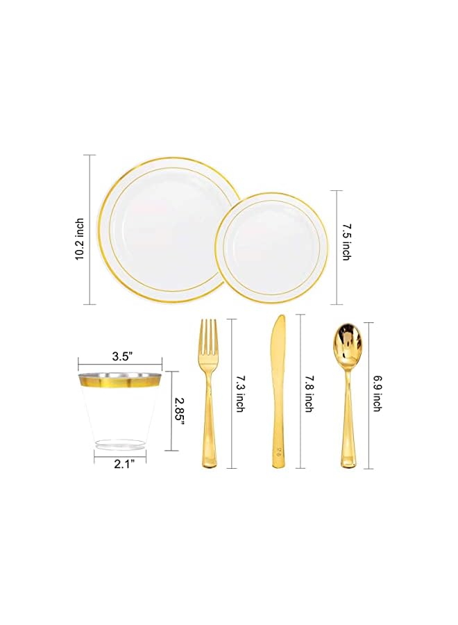 Beauenty 150Pcs Rose Gold Party Supplies Party Tableware Party Disposable Plastic Cutlery Set, Party Supplies Plate, Spoon,cup,Cutlery-25 Guests - Image 2