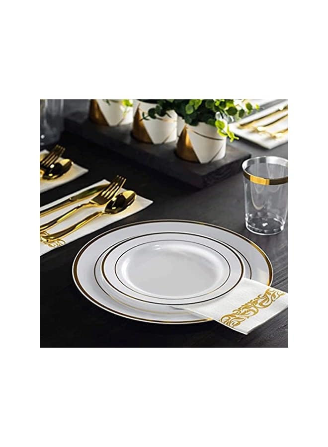 Beauenty 150Pcs Rose Gold Party Supplies Party Tableware Party Disposable Plastic Cutlery Set, Party Supplies Plate, Spoon,cup,Cutlery-25 Guests - Image 3