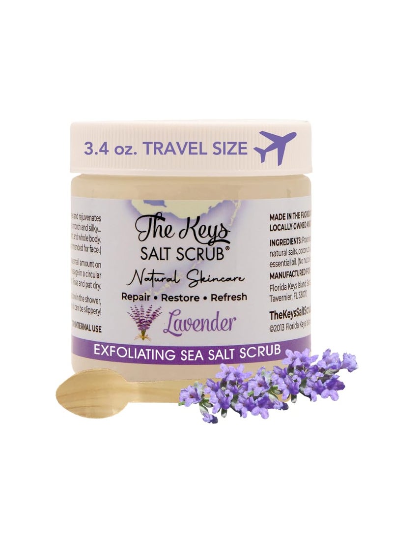 the keys salt scrub - The Keys Salt Scrub  Lavender Sea Salt Scrub  Exfoliating Body Scrub with Wooden Spoon  Moisturizing Exfoliator for Face Hands Foot Bath Manicure  Pedicure and Bikini Area Skin Care 34 oz - Image 1