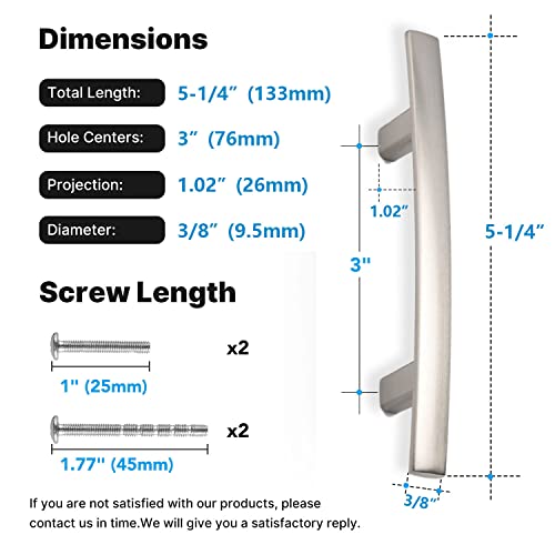 homdiy 3 inch Cabinet Handles 30 Pack Brushed Nickel Cabinet Pulls Arch Drawer Hardware Modern Dresser Pulls for Kitchen Bathroom Cupboard, Zinc Alloy - Image 2