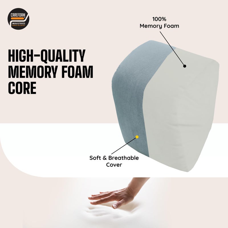 CareFoam وسادة دعم الرقبة من كير فوم، وسادة سيارة فائقة النعومة لرحلات مريحة، وسادة دعم رقبة متفوقة، تخفف آلام الرقبة، غلاف مخملي رمادي | 11 x8 x3 بوصة | عبوة من 2 - Image 3