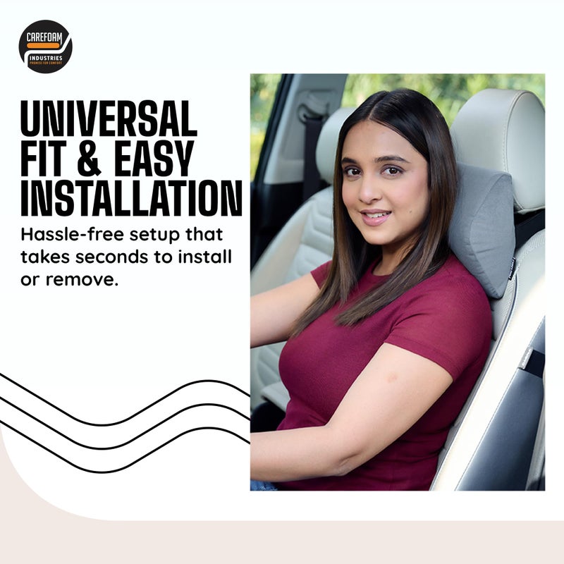 CareFoam وسادة دعم الرقبة من كير فوم، وسادة سيارة فائقة النعومة لرحلات مريحة، وسادة دعم رقبة متفوقة، تخفف آلام الرقبة، غلاف مخملي رمادي | 11 x8 x3 بوصة | عبوة من 2 - Image 5