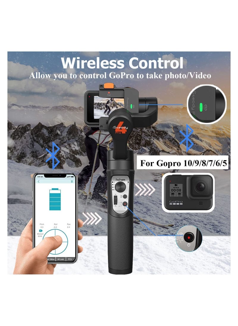 hohem - ISteady Pro4 Gimbal Stabiliser 3 Axis Compatible with GoPro 11 10 9 8 7 6 5 for Action Insta360 One R and Other Action Cameras IPX4 Splash proof - Image 1
