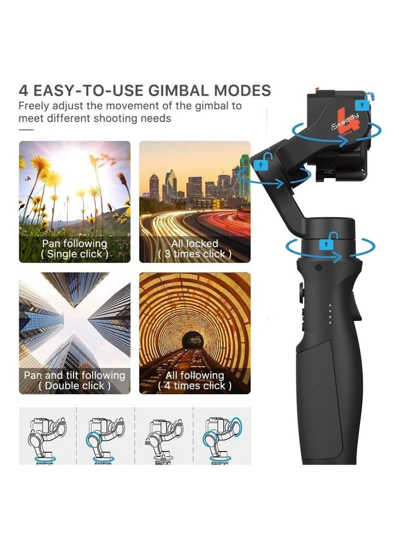 hohem - ISteady Pro4 Gimbal Stabiliser 3 Axis Compatible with GoPro 11 10 9 8 7 6 5 for Action Insta360 One R and Other Action Cameras IPX4 Splash proof - Image 1