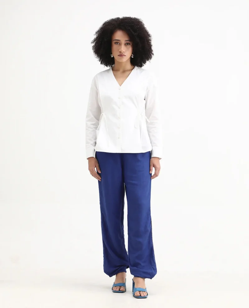 Rareism Women's Elegant Linen Blend Trousers