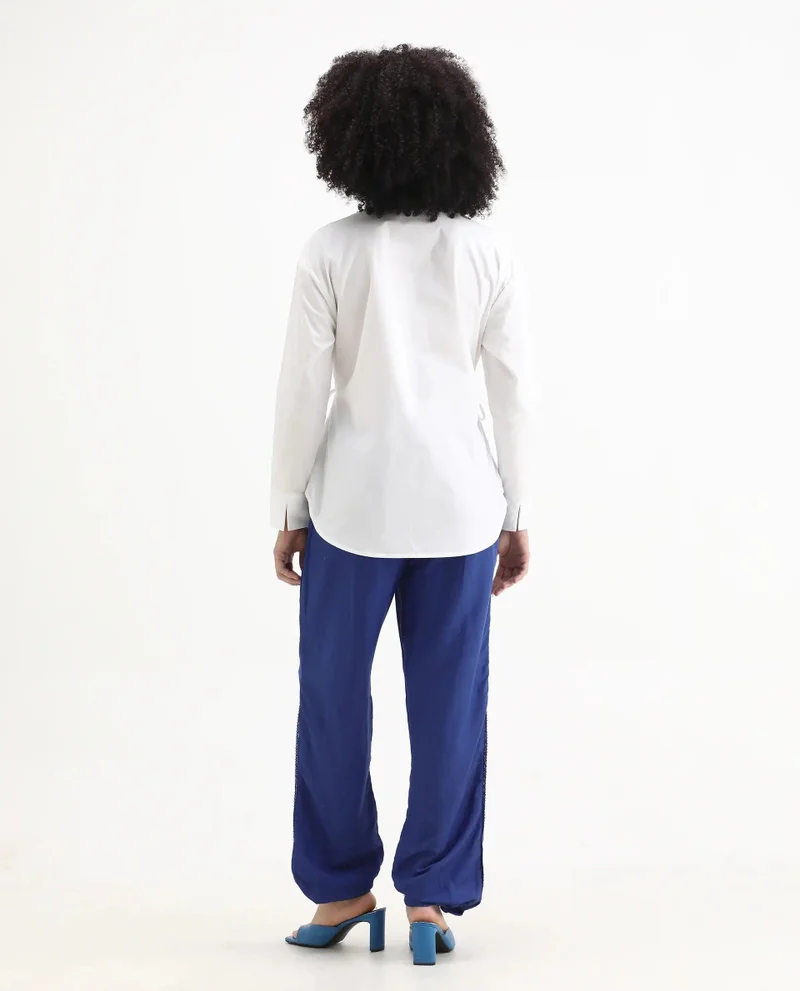 Rareism Women's Elegant Linen Blend Trousers
