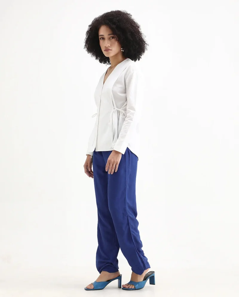 Rareism Women's Elegant Linen Blend Trousers