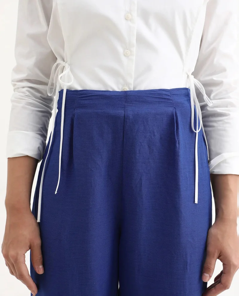 Rareism Women's Elegant Linen Blend Trousers